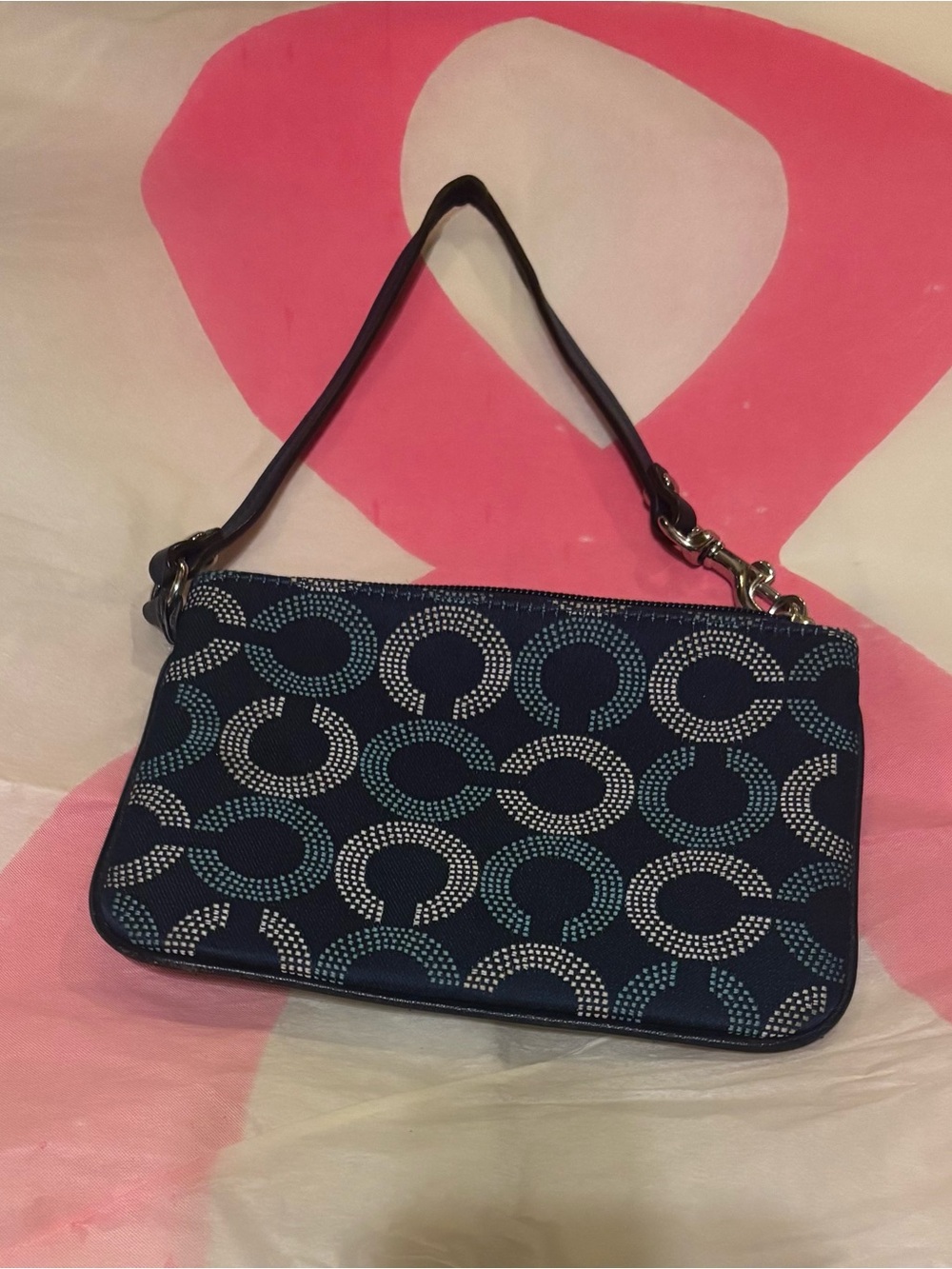 Coach Ashley Wristlet Navy Blue